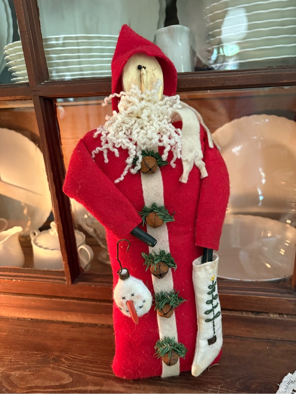 Handcrafted Red Santa Figure Holiday Decoration